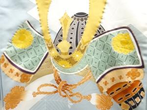 アンティーク　兜模様紋付男児着物（長襦袢・内袖付き）